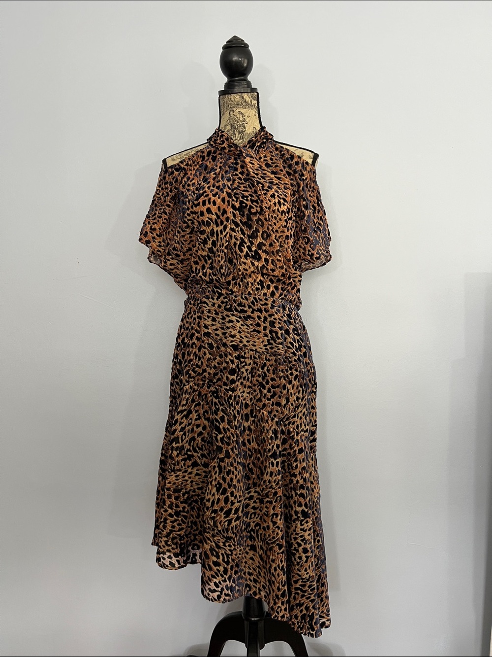Reiss Cold Shoulder Leopard Dress